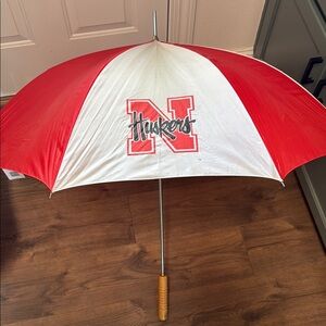 Vintage Red and White Nebraska Huskers Umbrella